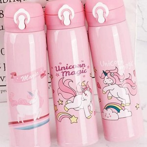 Pink Unicorn Water Bottle 1 Piece for Kids / Cute Unicorn tin can Stainless Steel Thermos Insulated Flask( Random Prints/Colour))/Girls Kids Tumbler